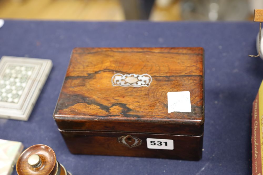 A Peugeot Freres pepper mill and a rosewood box